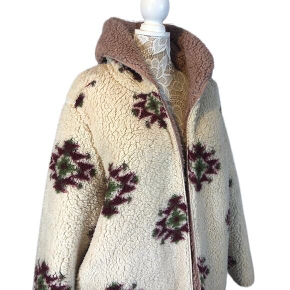 NWT Fuzzy Cozy Teddy Reversible Cardigan Coat open front LOve Tree size medium - Picture 5 of 12